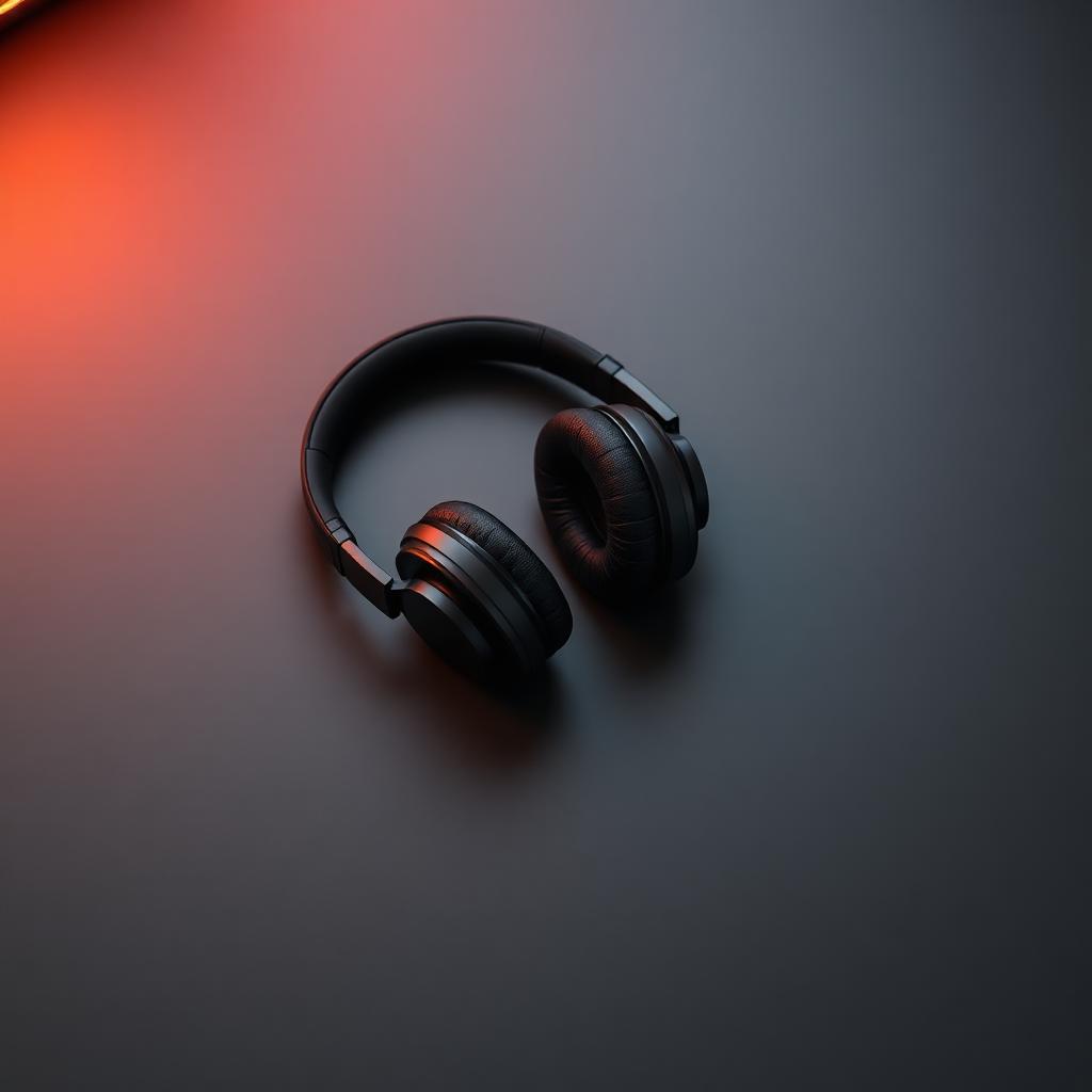 Over-ear studio headphones on a dark matte surface