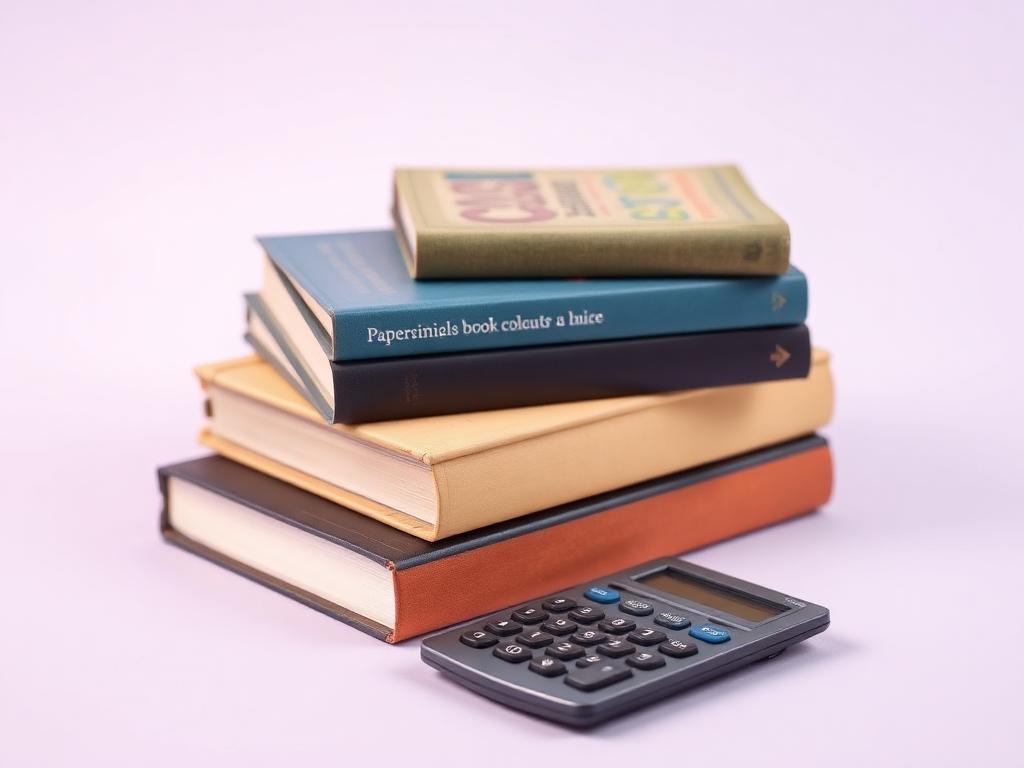 Scientific calculator beside a stack of books